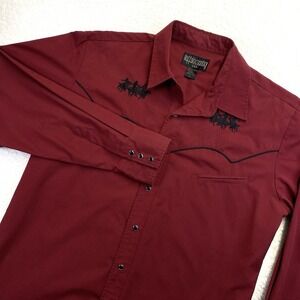 Buffalo Country Mens Western Shirt Horse Embroidered Pearl Snap Saddle Cowboys L